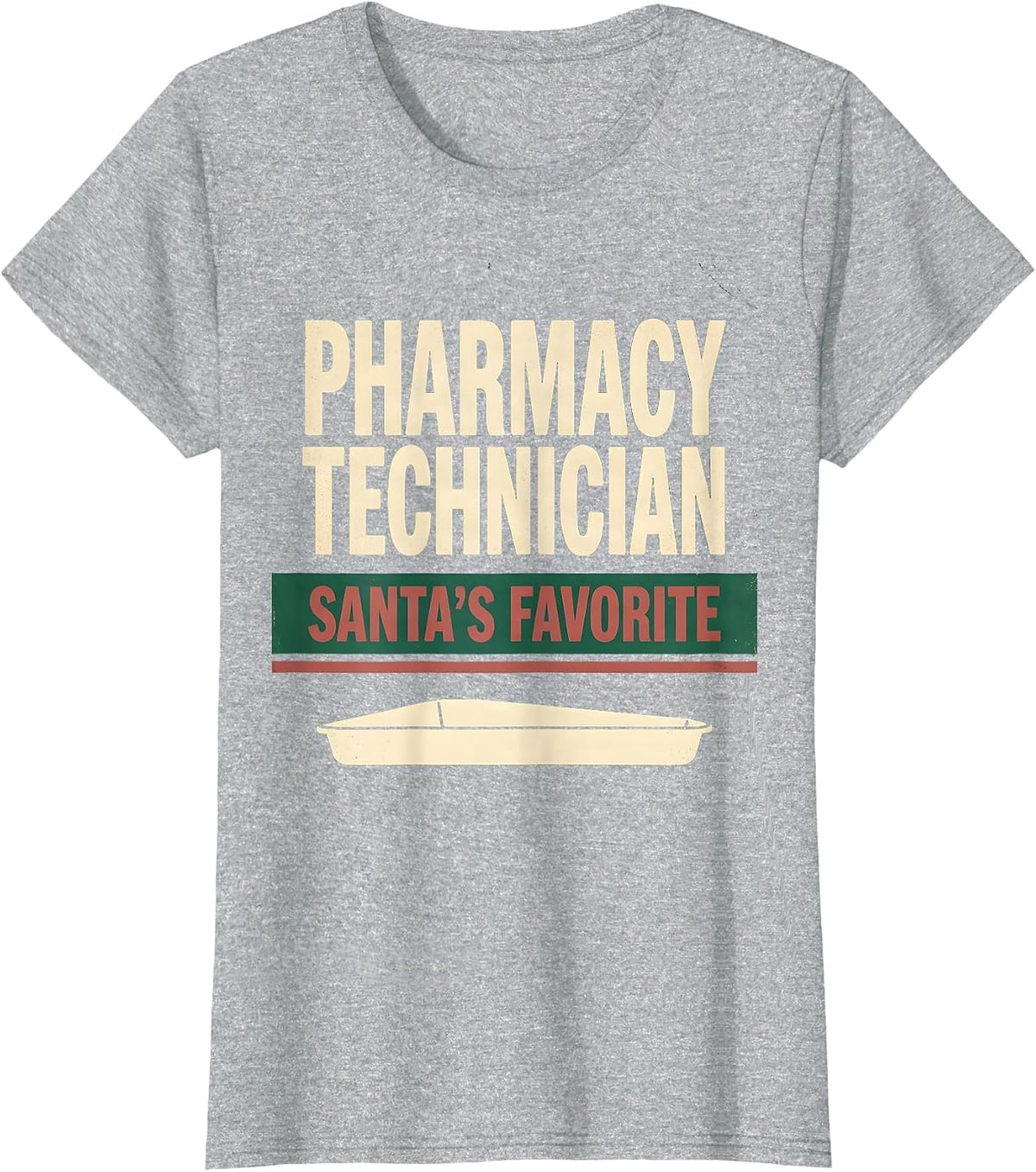 Santa's Favorite Pharmacy Technician Vintage Funny Christmas T-Shirt - Heather Grey