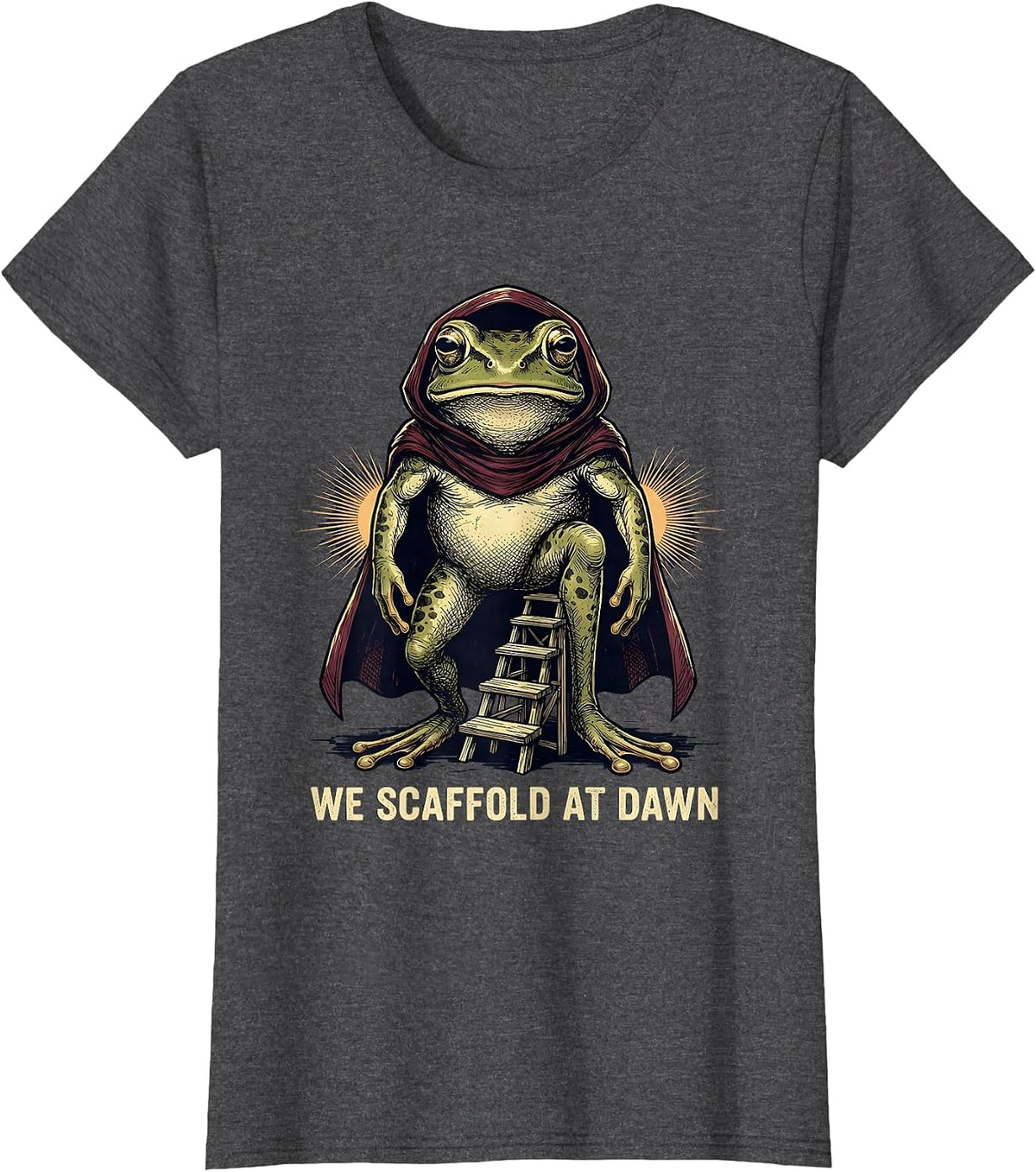 Women's We Scaffold At Dawn Funny Frog Teacher Back to School T-Shirt - Dark Heather Grey