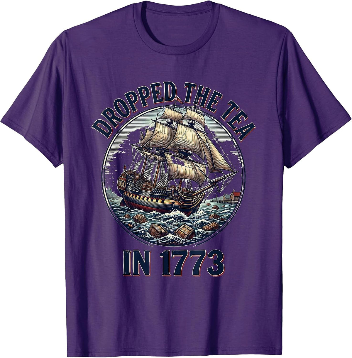 Men's Dropped The Tea In 1773 Funny History Teacher July 4th Pun T-Shirt - Purple