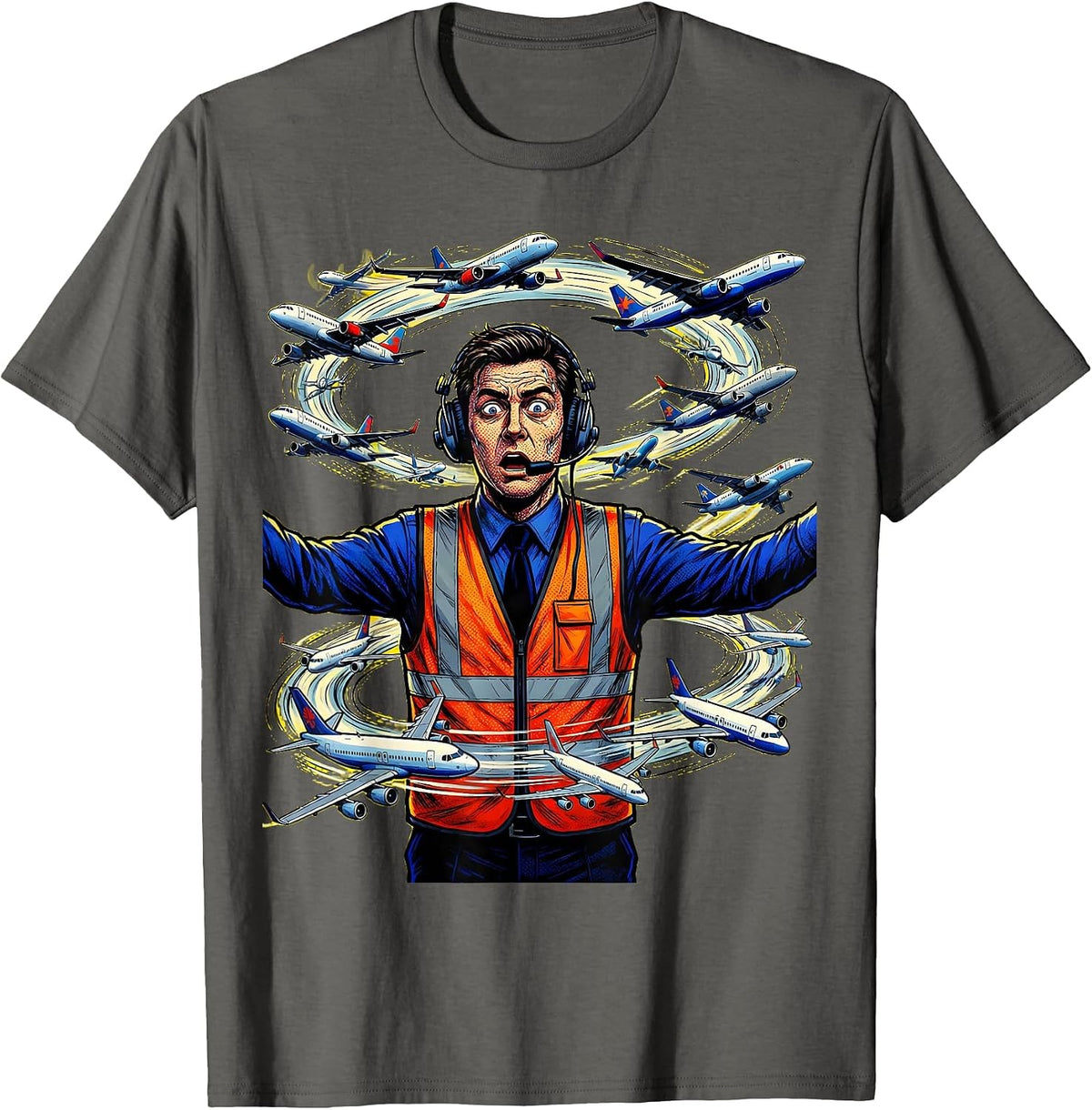 Men's Chaos Coordinator Air Traffic Controller Graphic T-Shirt - Asphalt Grey