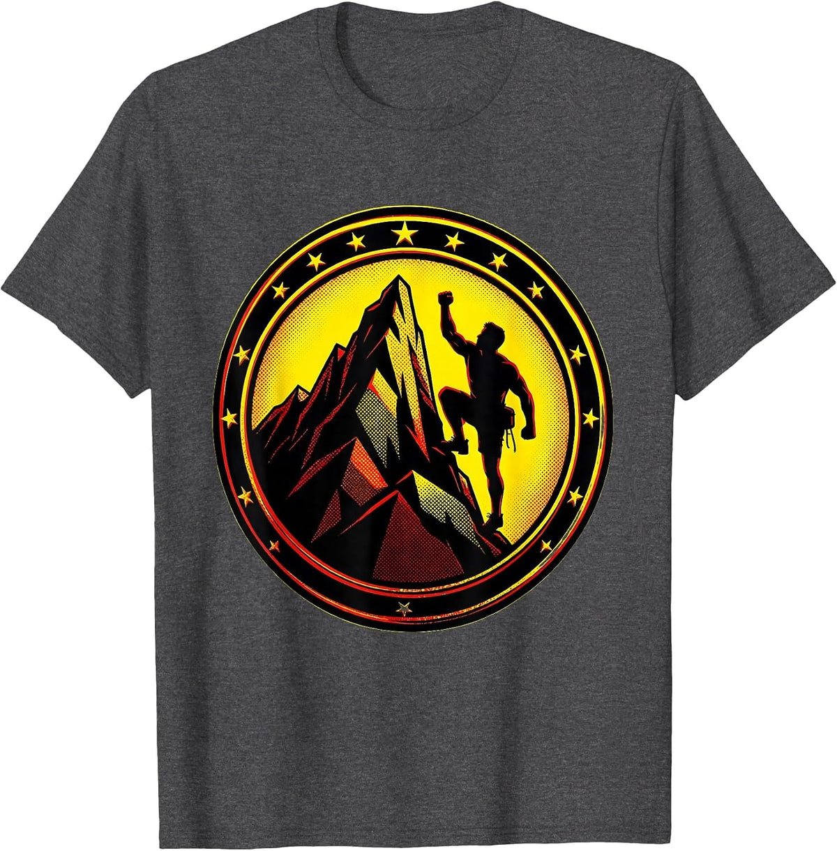 Mountain Peak Silhouette Climbing Adventure Graphic T-Shirt - Dark Heather Grey