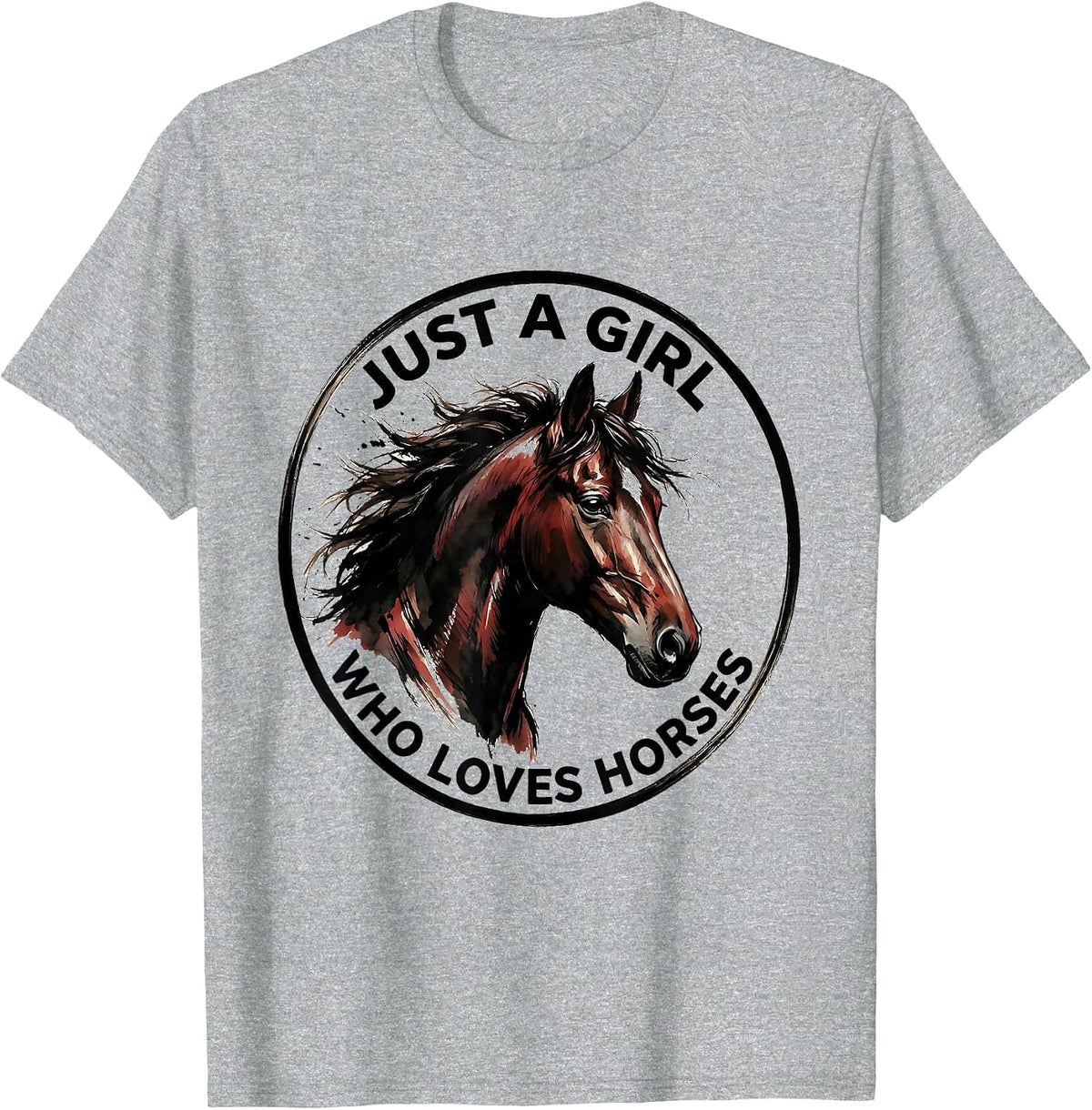 Men's Just a Girl Who Loves Horses Equestrian Design T-Shirt - Heather Grey