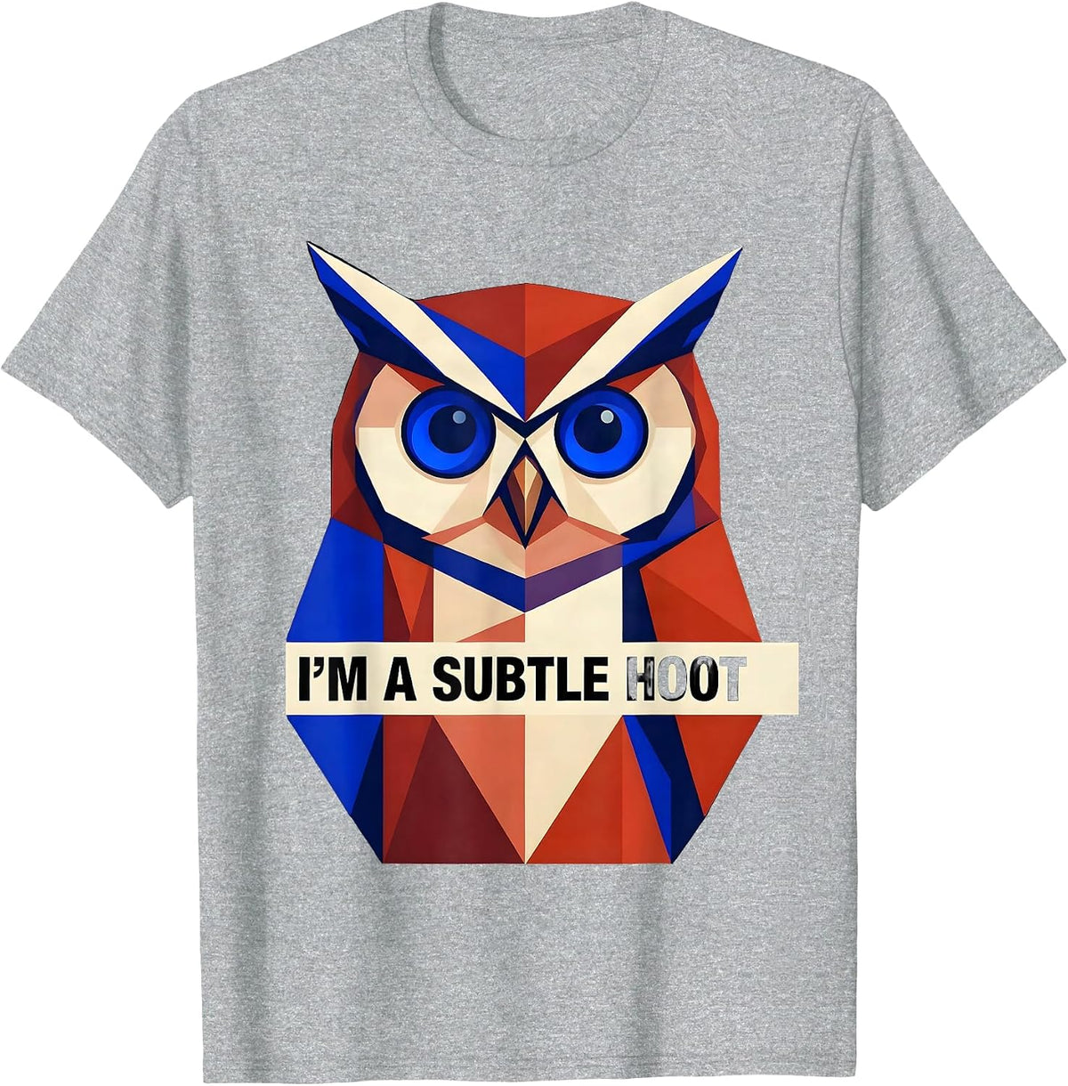 Men's I'm A Subtle Hoot Geometric Vintage Owl Bird Lover Humor T-Shirt - Heather Grey
