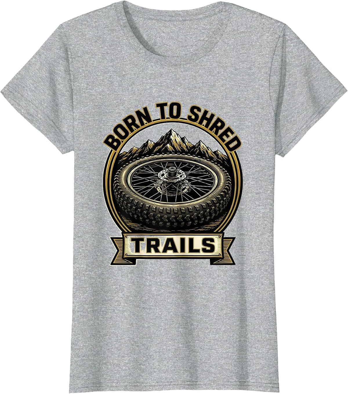 Born to Shred Trails Mountain Bike Design T-Shirt - Heather Grey