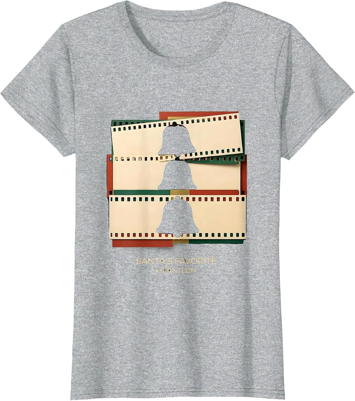 Women's Santa's Favorite X-Ray Tech Funny Radiology Tech Christmas T-Shirt - Heather Grey