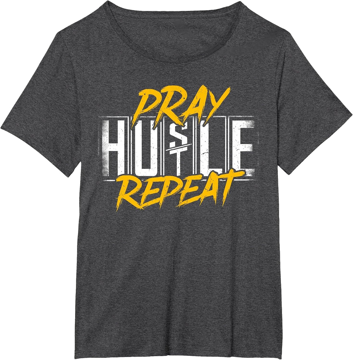 Business Owner Pray Hustle Repeat Funny Boss Entrepreneur T-Shirt - Dark Heather Grey