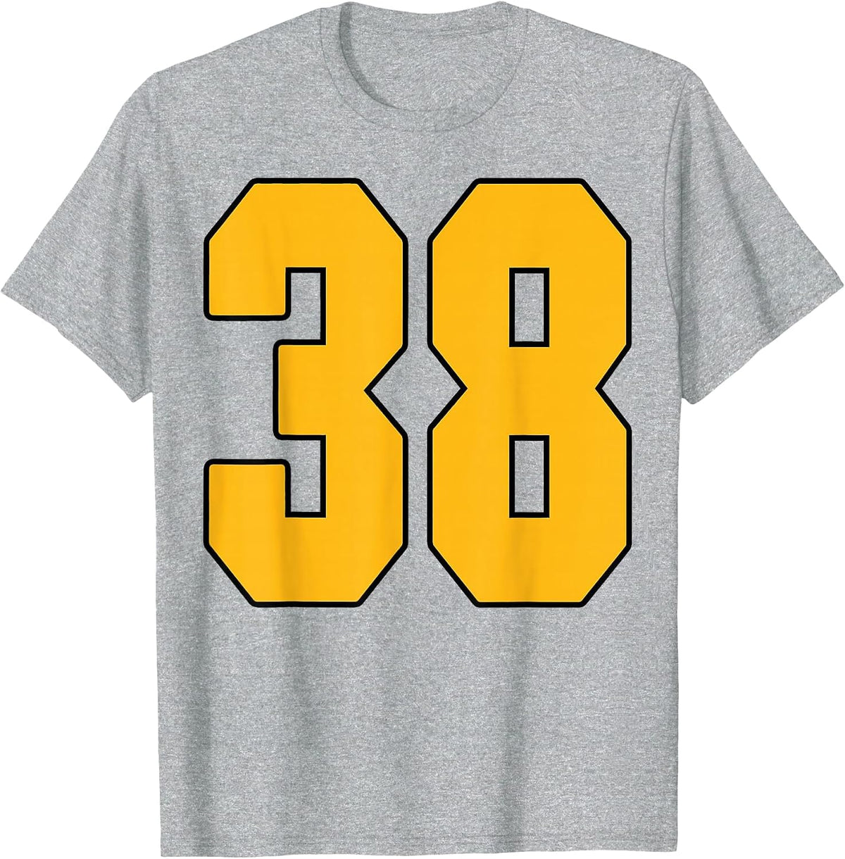 Gold Number 38 Jersey Big #38 Uniform Favorite Player T-Shirt - Heather Grey