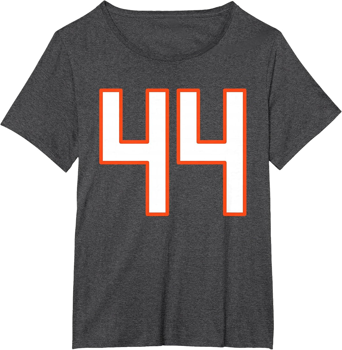 Orange and White Sports Number 44 Jersey Uniform Player Fan T-Shirt - Dark Heather Grey
