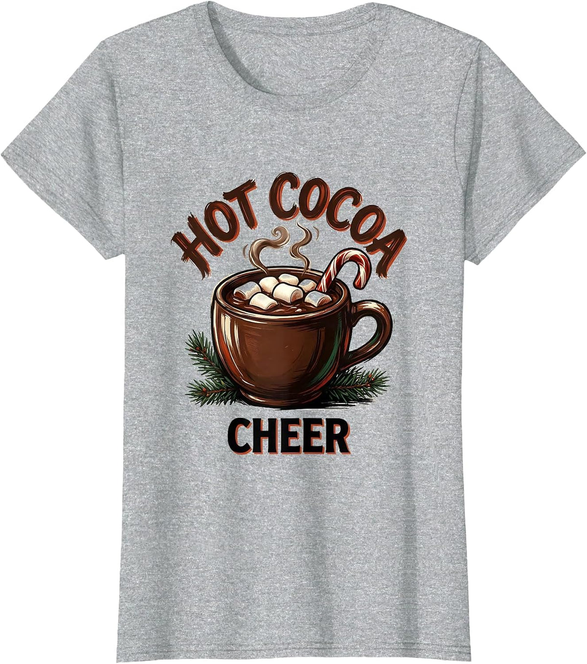 Hot Cocoa Cheer Cozy Whimsical Christmas Hot Chocolate Lover T-Shirt - Heather Grey