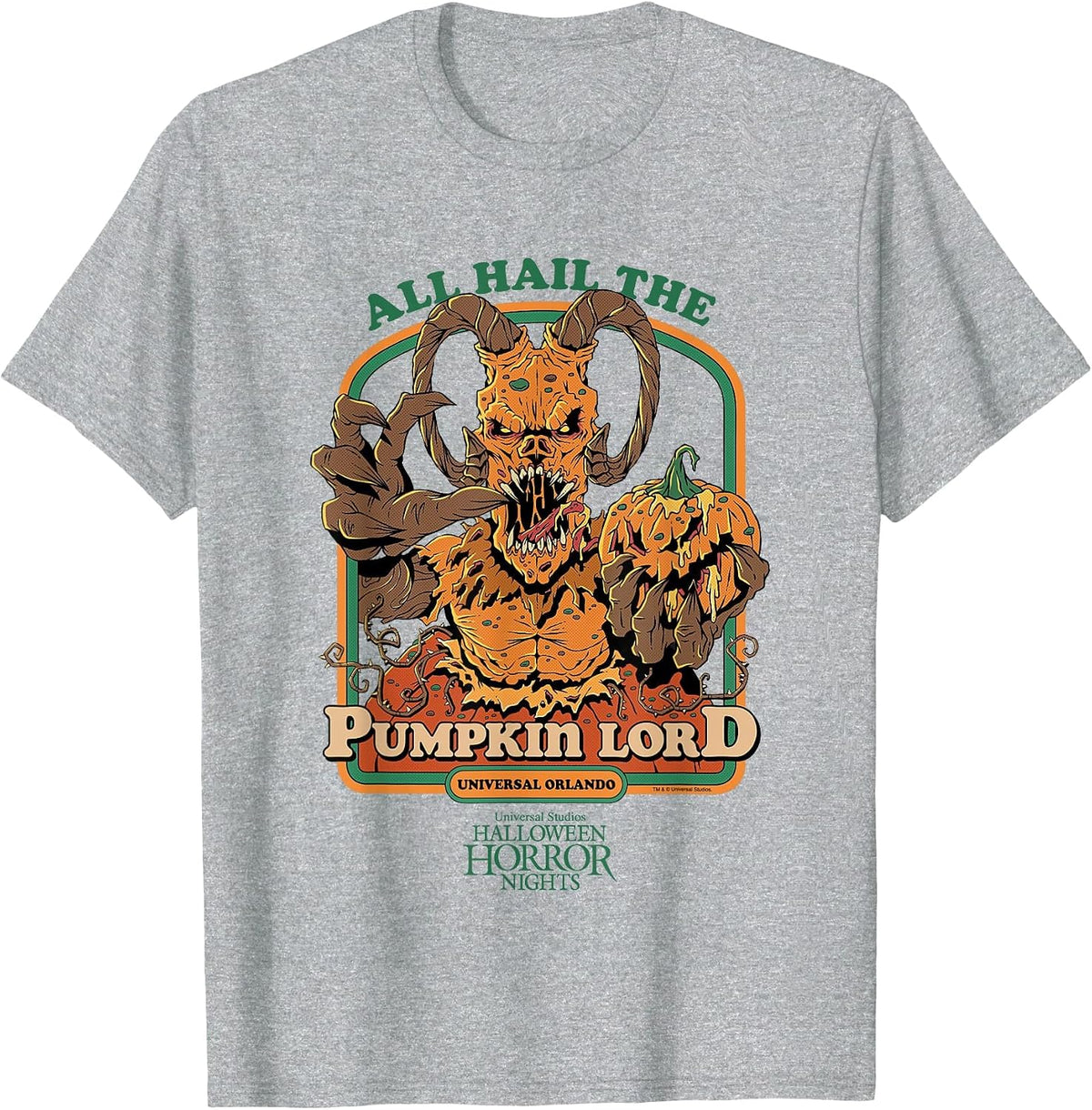 Halloween Horror Nights HHN Alles Heil dem Kürbislord T-Shirt - Heather Grey