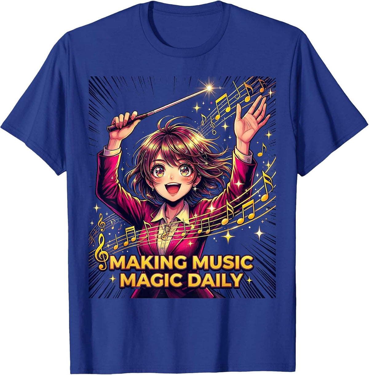Making Music Magic Daily Music Teacher Design T-Shirt - Royal Blue