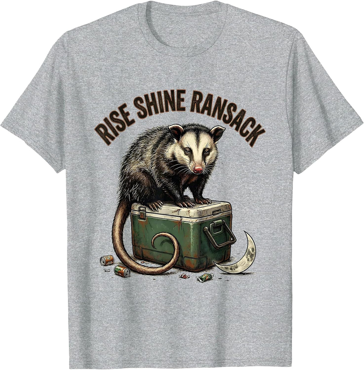Men's Rise Shine Ransack Vintage Opossum Meme Humor T-Shirt - Heather Grey