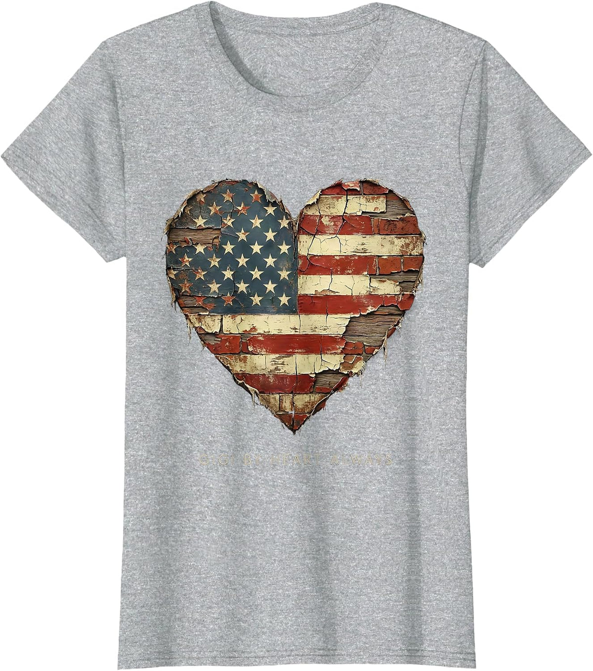 Gigi By Heart Always Grandma Love Design T-Shirt - Heather Grey