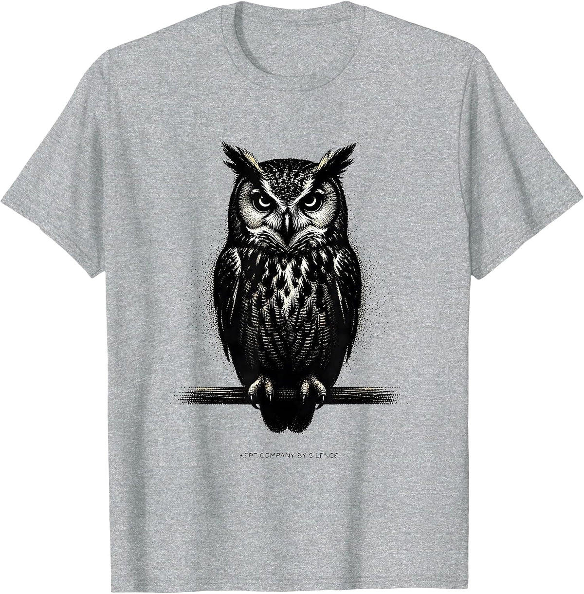 Men's Kept Company By Silence Funny Owl Lover Birdwatcher Humor T-Shirt - Heather Grey