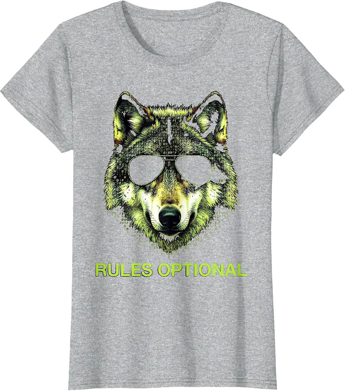 rules optional Ascii Wolf Punk Rock Anarchy Rebel T-Shirt - Heather Grey