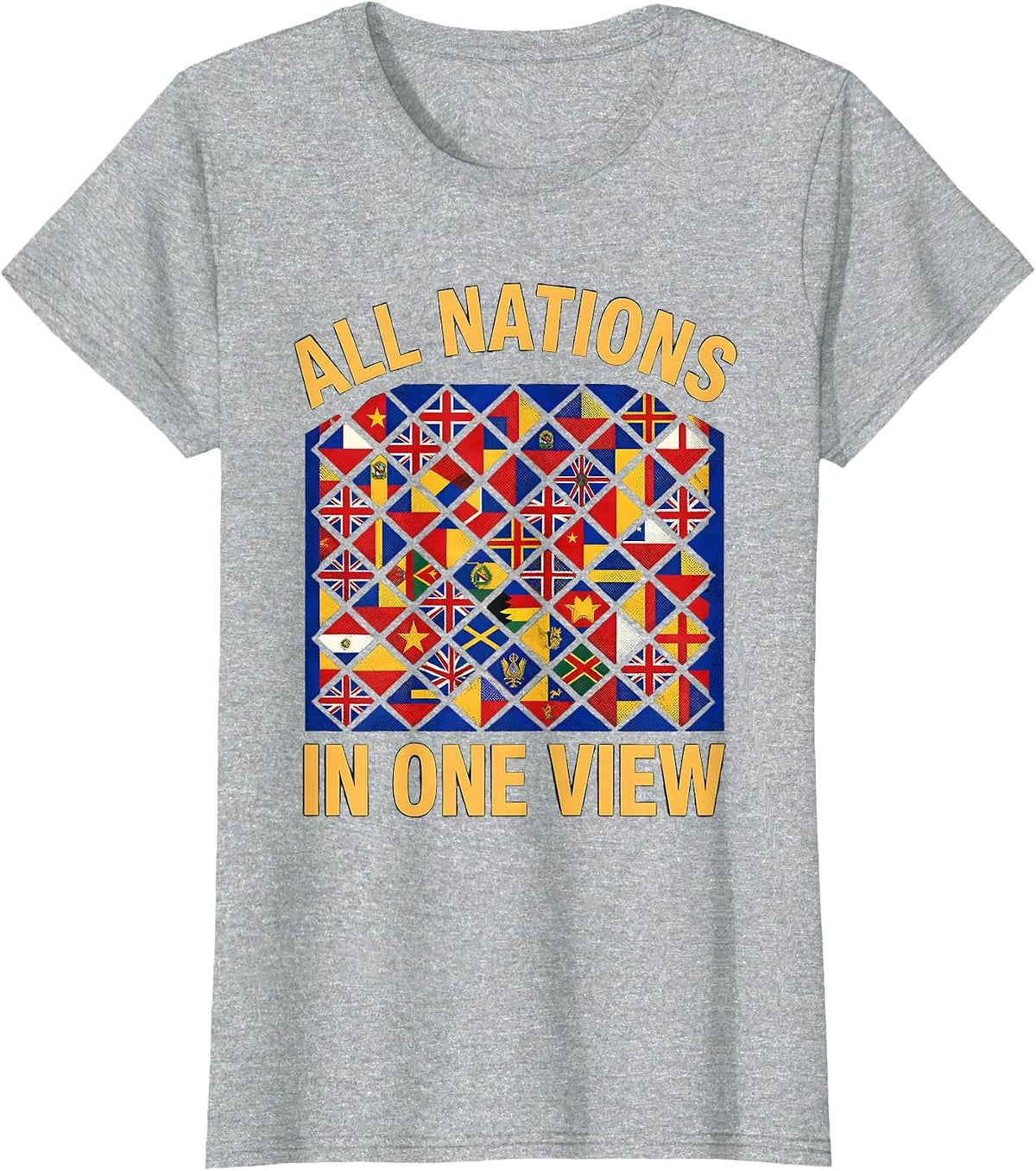All Nations In One View International Travel Geography Lover T-Shirt - Heather Grey
