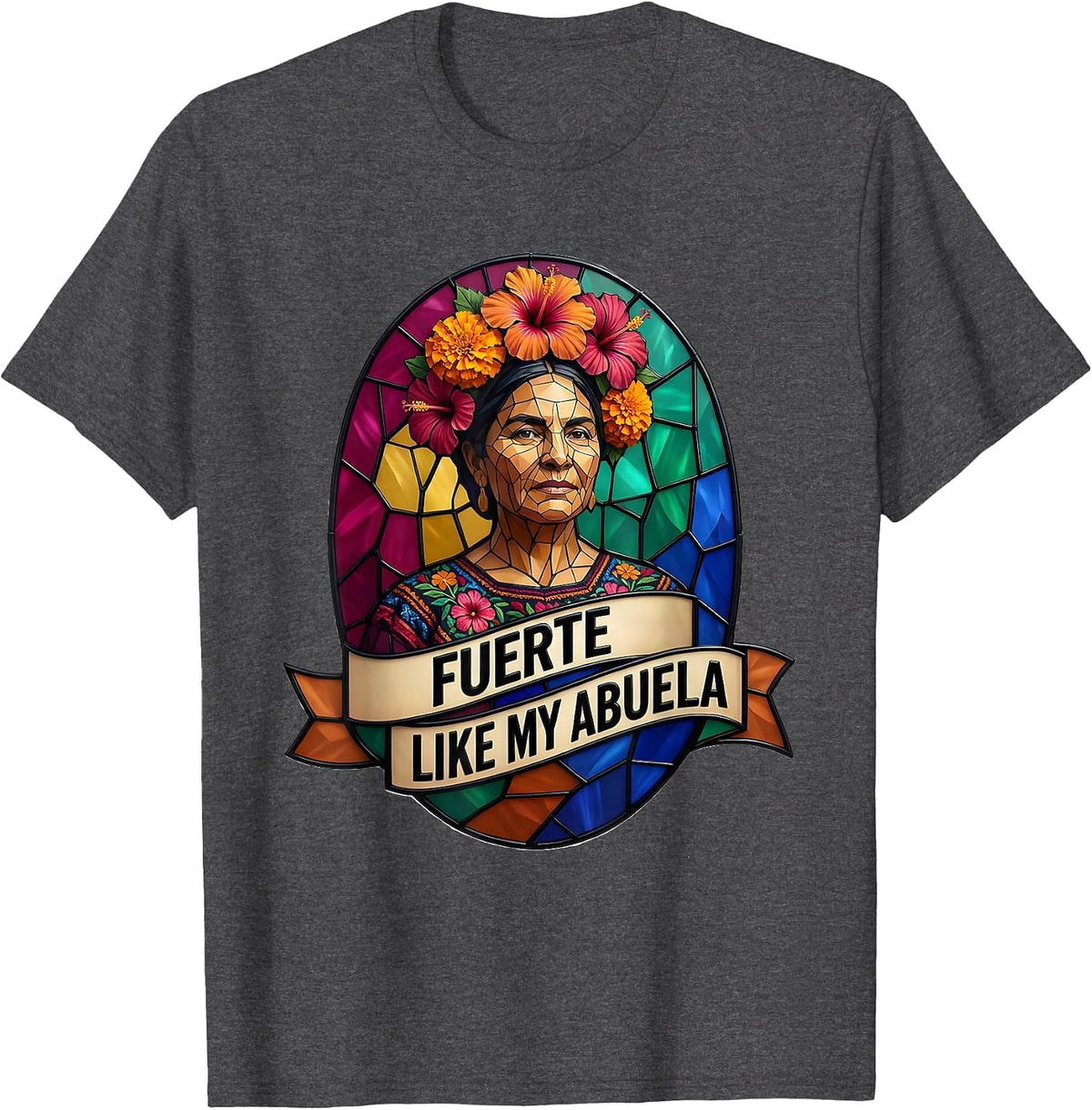 Men's Fuerte Like My Abuela Mexican Heritage Design T-Shirt - Dark Heather Grey