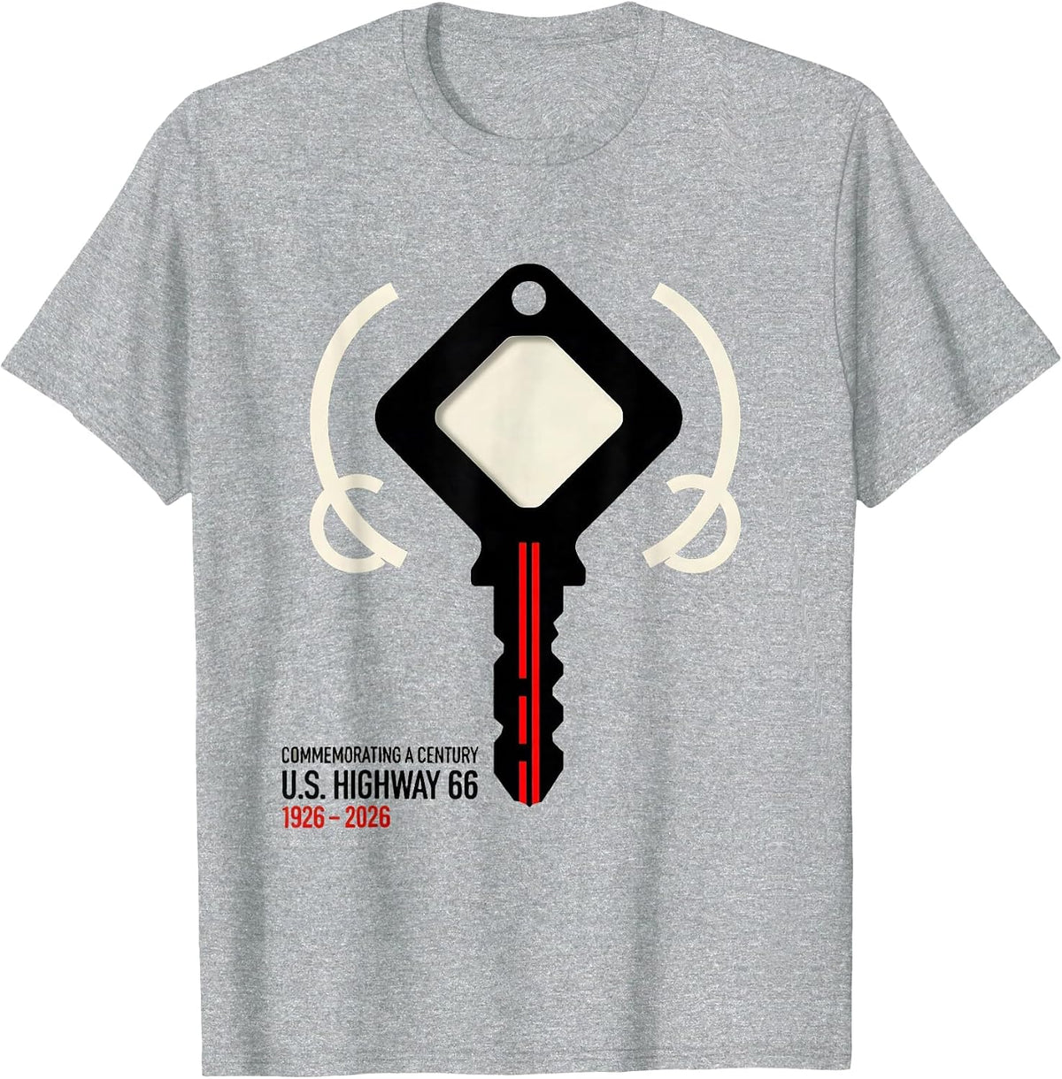 Men's Commemorating A Century — U.S. Highway 66 — 1926-2026 T-Shirt - Heather Grey