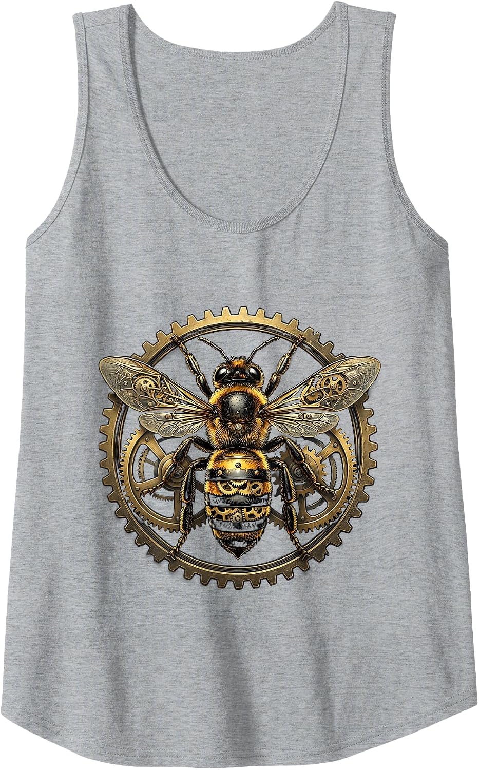 Steampunk Clockwork Bee Mechanical Wings Gears Tank Top - Heather Grey