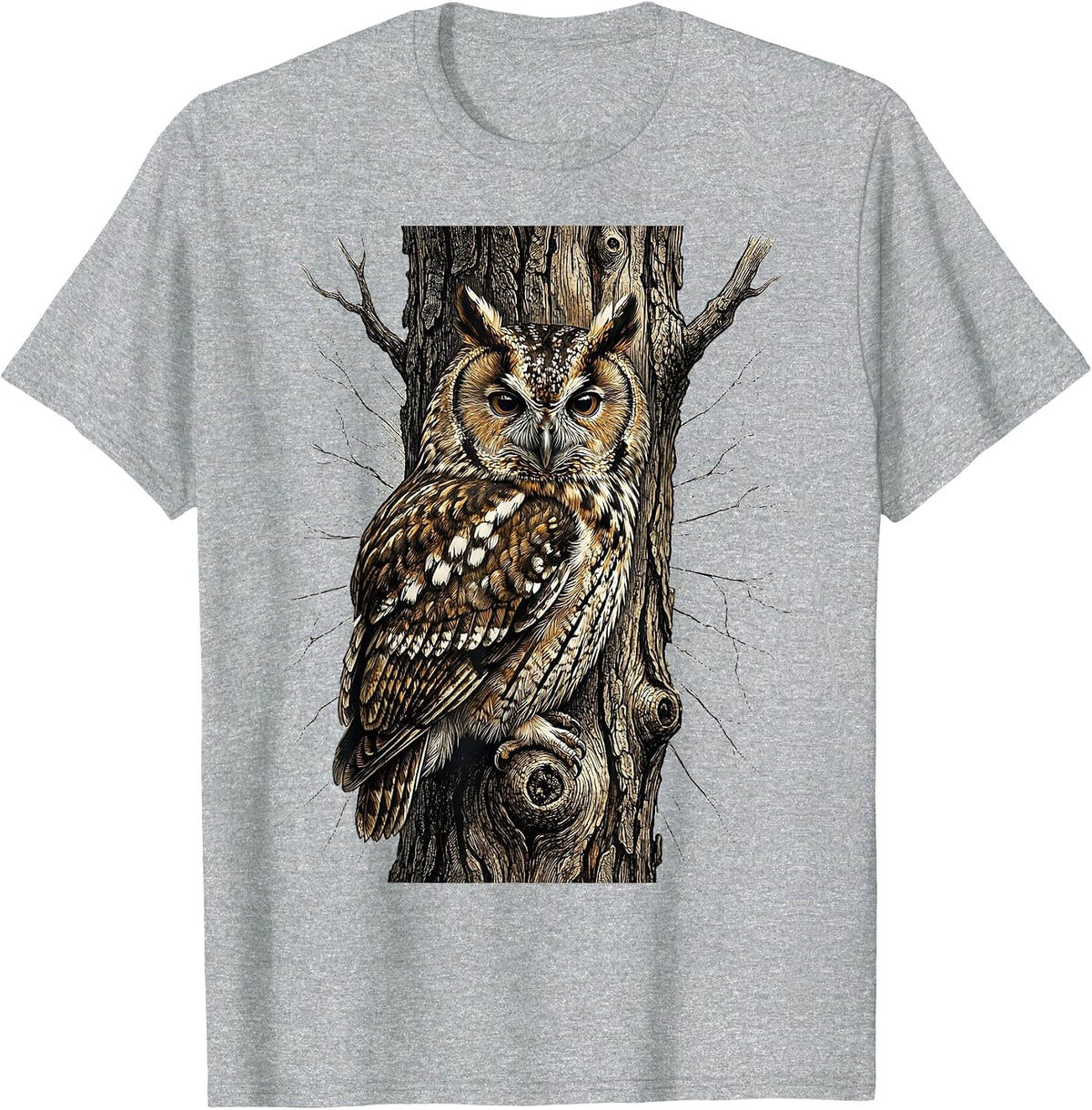 Men's Camouflaged Eastern Screech Owl Vintage Bird Lover Humor T-Shirt - Heather Grey