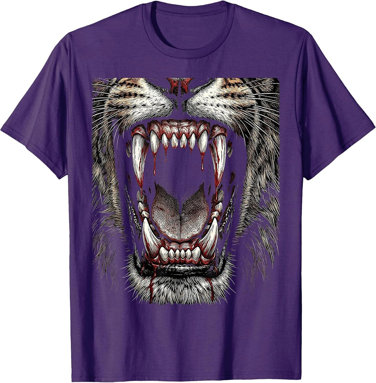 Foaming Mouth Rabies Graphic Illustration T-Shirt - Purple