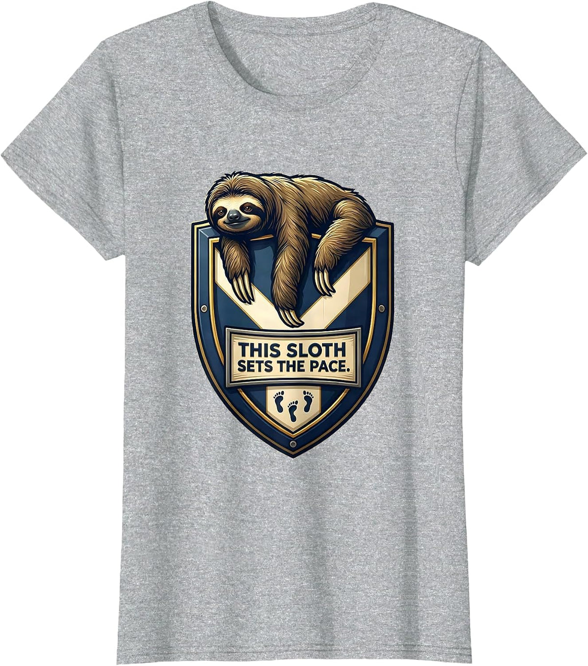 This Sloth Sets The Pace Funny Sloth Lover Humor Gift T-Shirt, Women, Heather Grey, X-Large - As Pictured