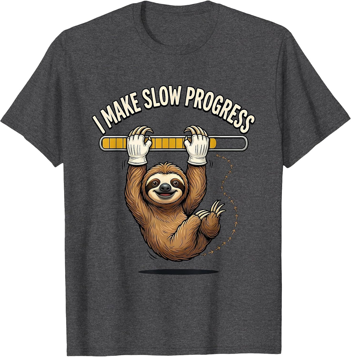 I Make Slow Progress Funny Sloth Lover Retro Cartoon Humor T-Shirt - Dark Heather Grey