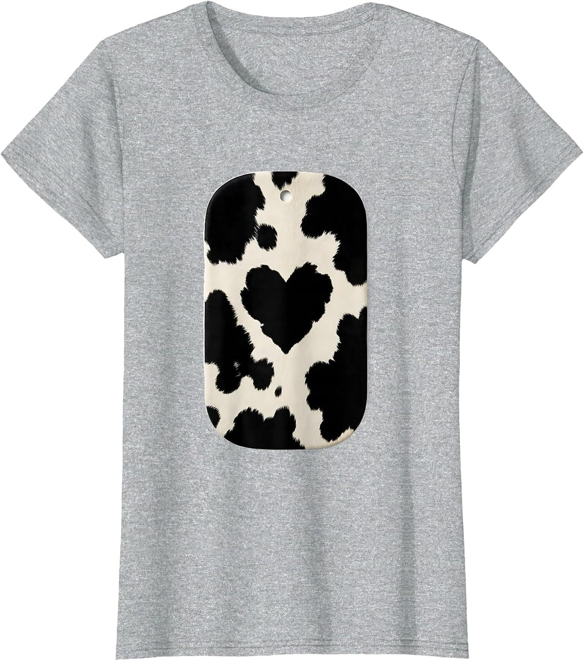Cow Print Heart Pattern Cute Cow Lover Graphic T-Shirt - Heather Grey