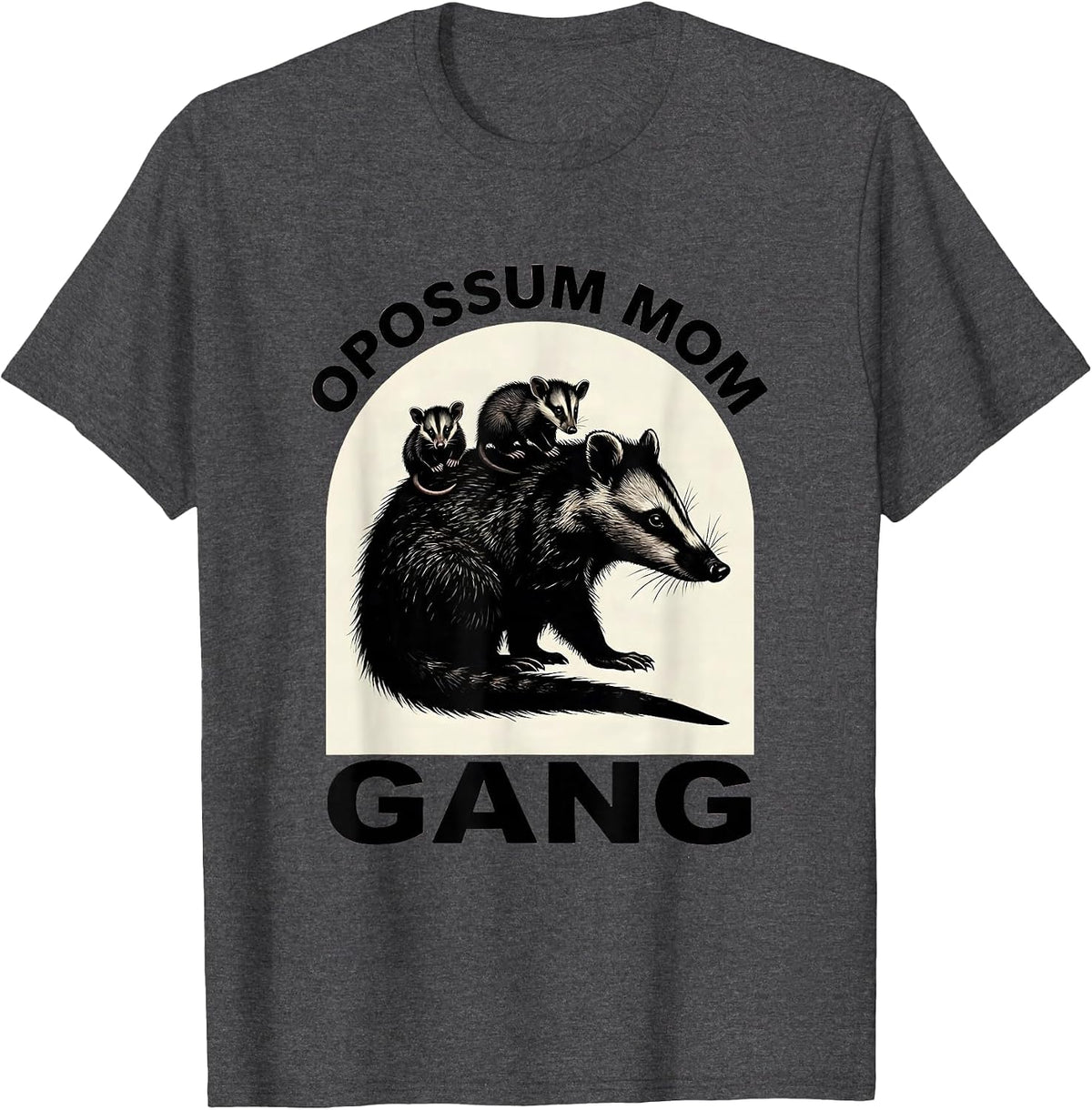 Men's Opossum Mom Gang Wildlife Lover Design T-Shirt - Dark Heather Grey