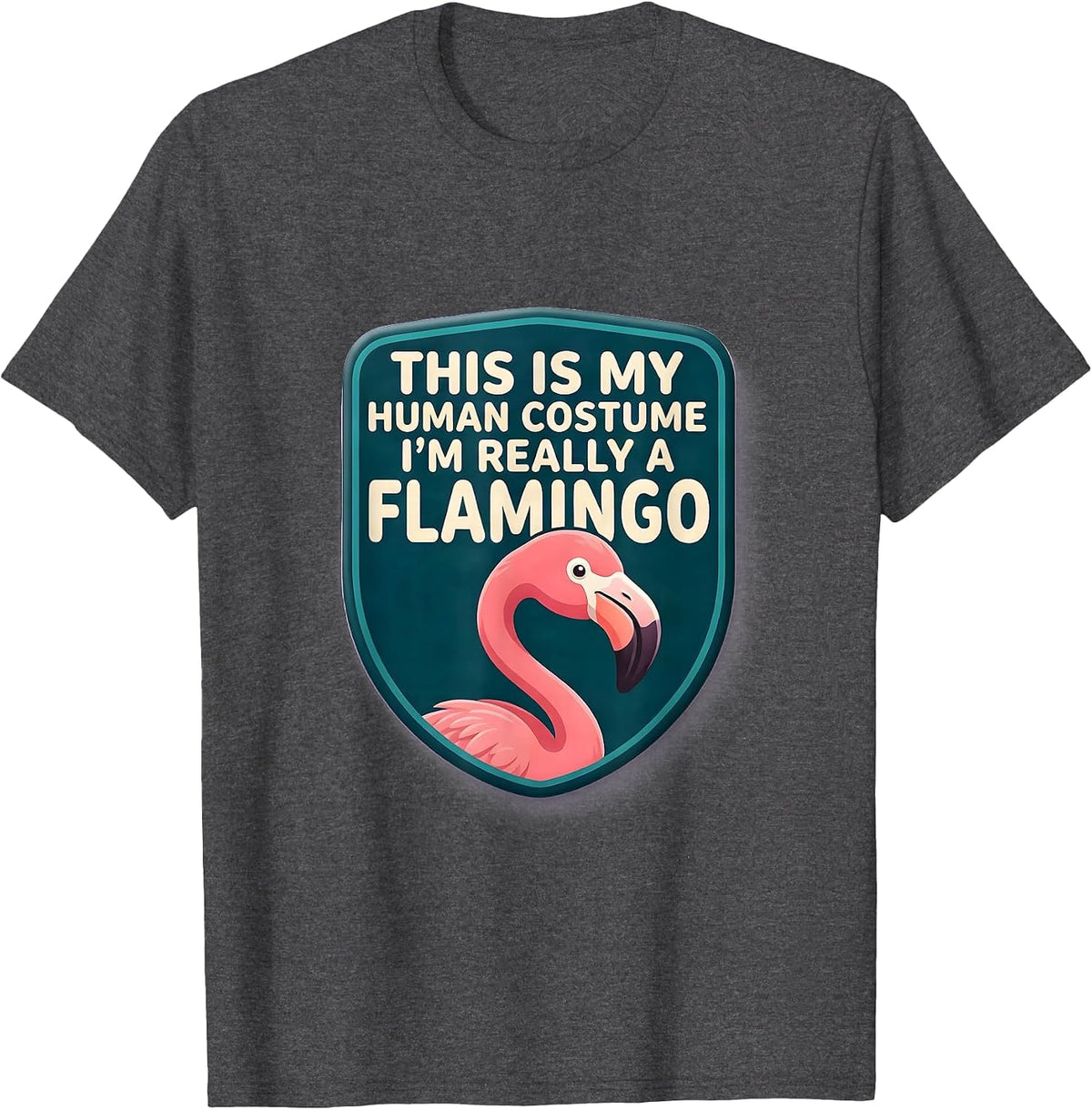 Men's This Is My Human Costume I'm Really A Flamingo Cute Kawaii T-Shirt - Dark Heather Grey