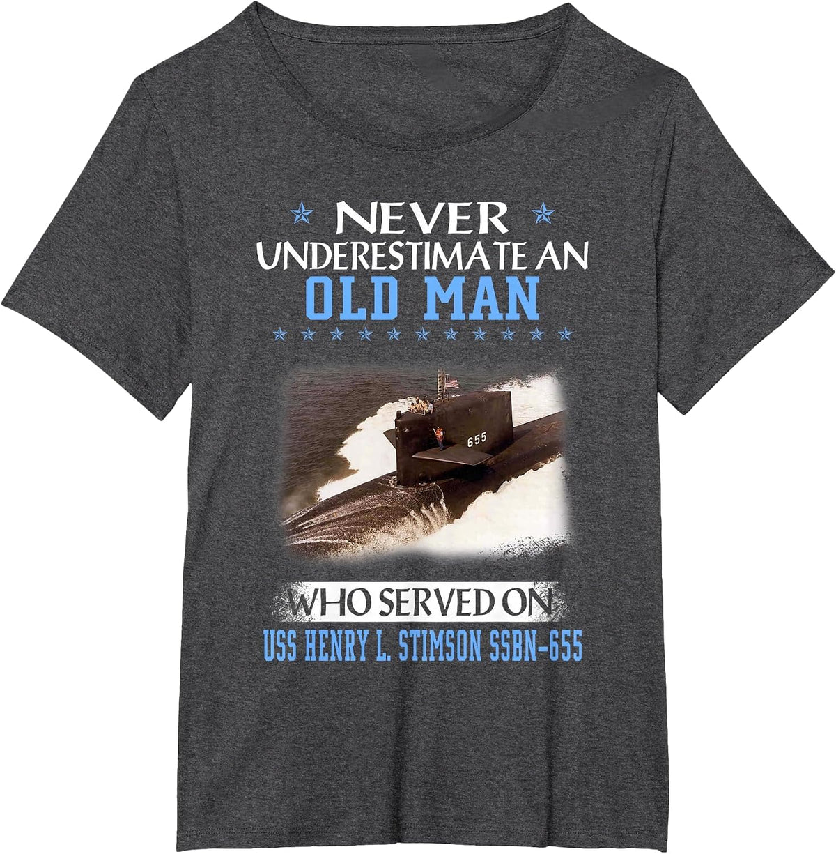 USS Henry L. Stimson SSBN-655 Submarine Veterans Father Day T-Shirt - Dark Heather Grey
