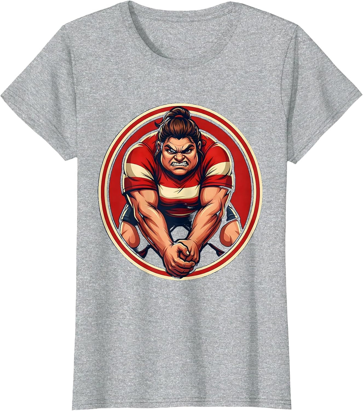 Rugby Prop Scrum Binding Graphic Design T-Shirt - Heather Grey