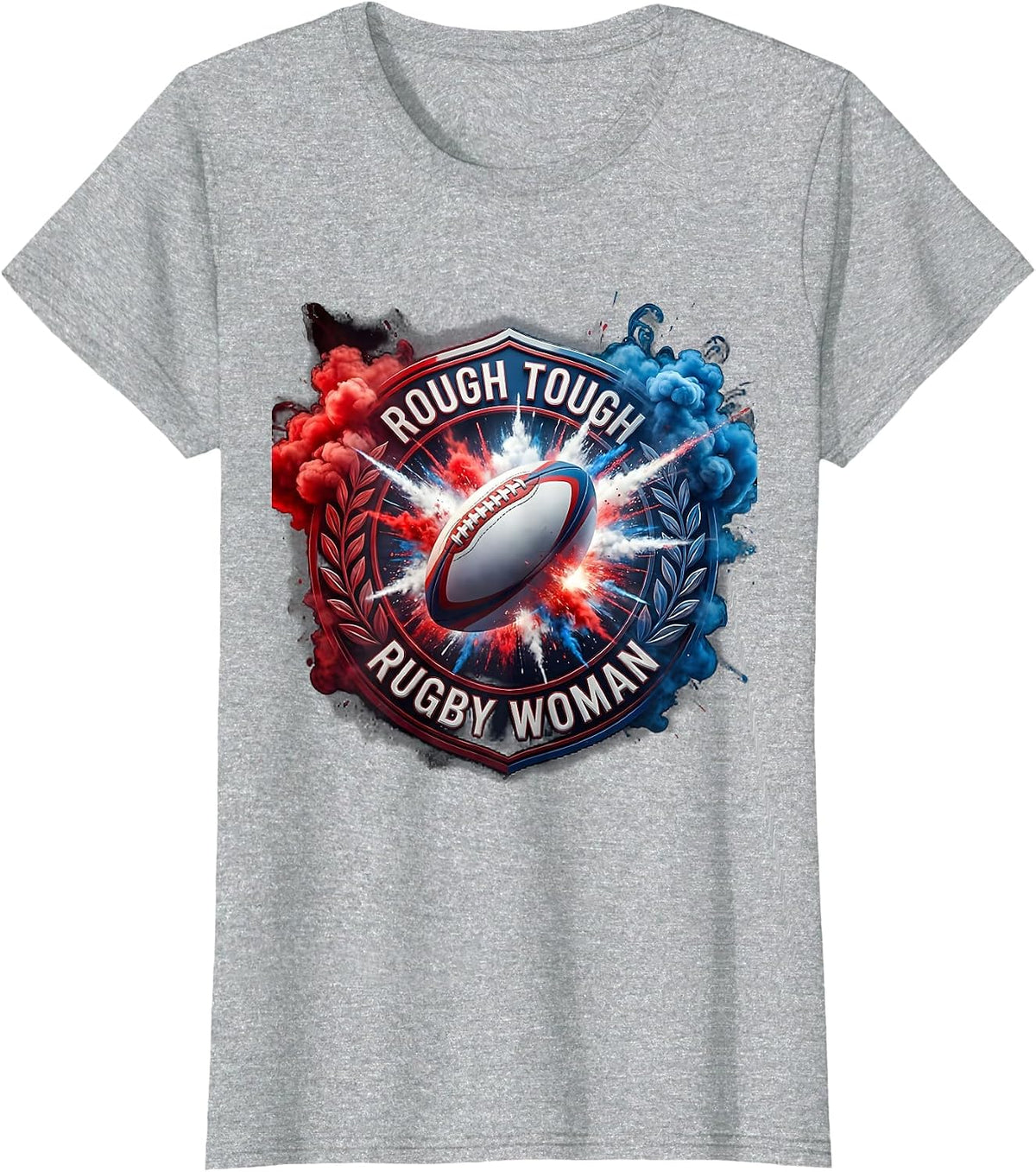 Rough Tough Rugby Woman Graphic Design T-Shirt - Heather Grey