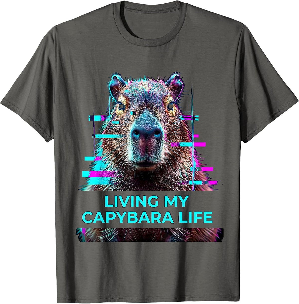 Living My Capybara Life Laid-Back Design T-Shirt - Asphalt Grey