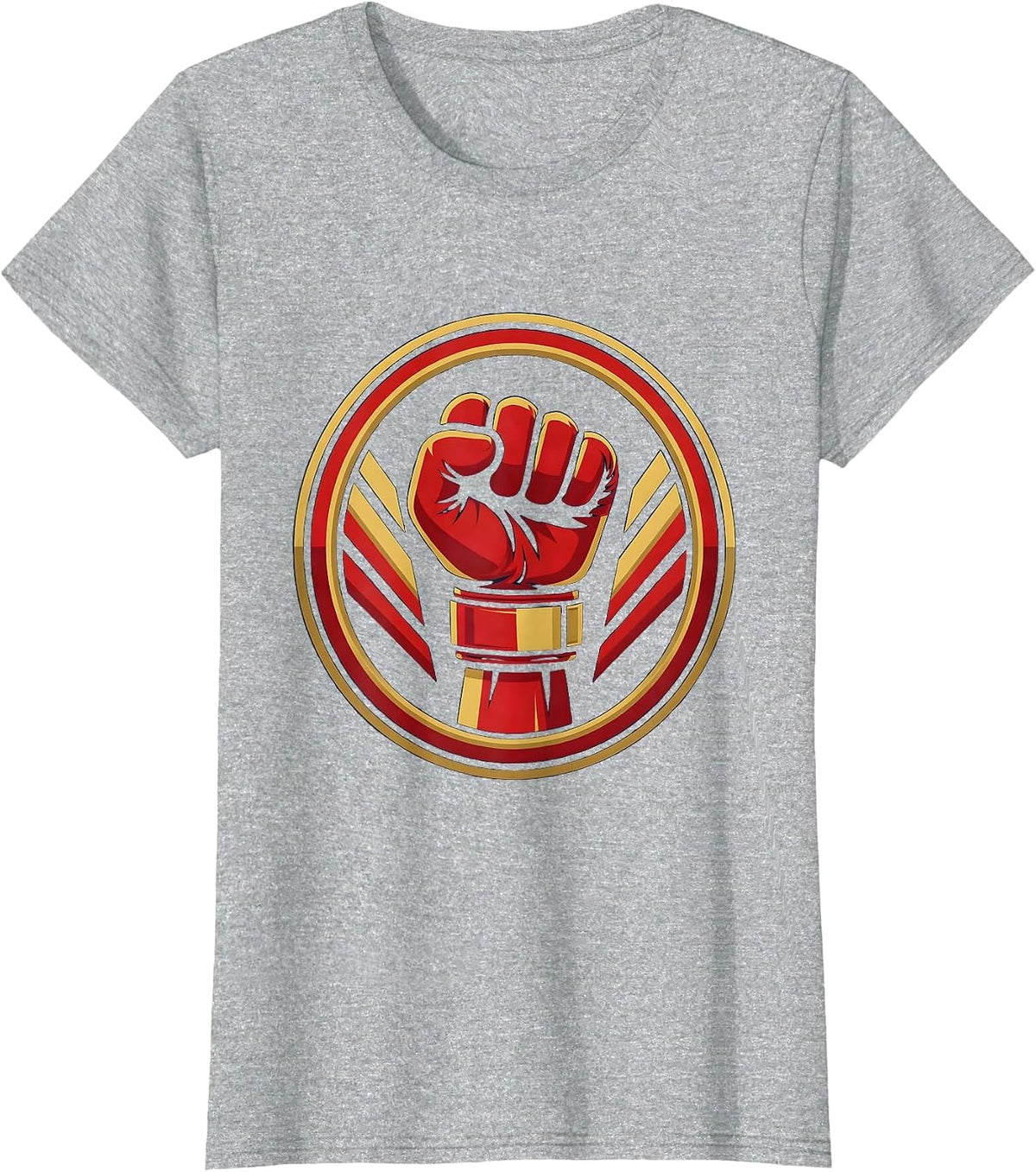 Boxing Glove Victory Raised Fist Cheer Graphic T-Shirt - Heather Grey