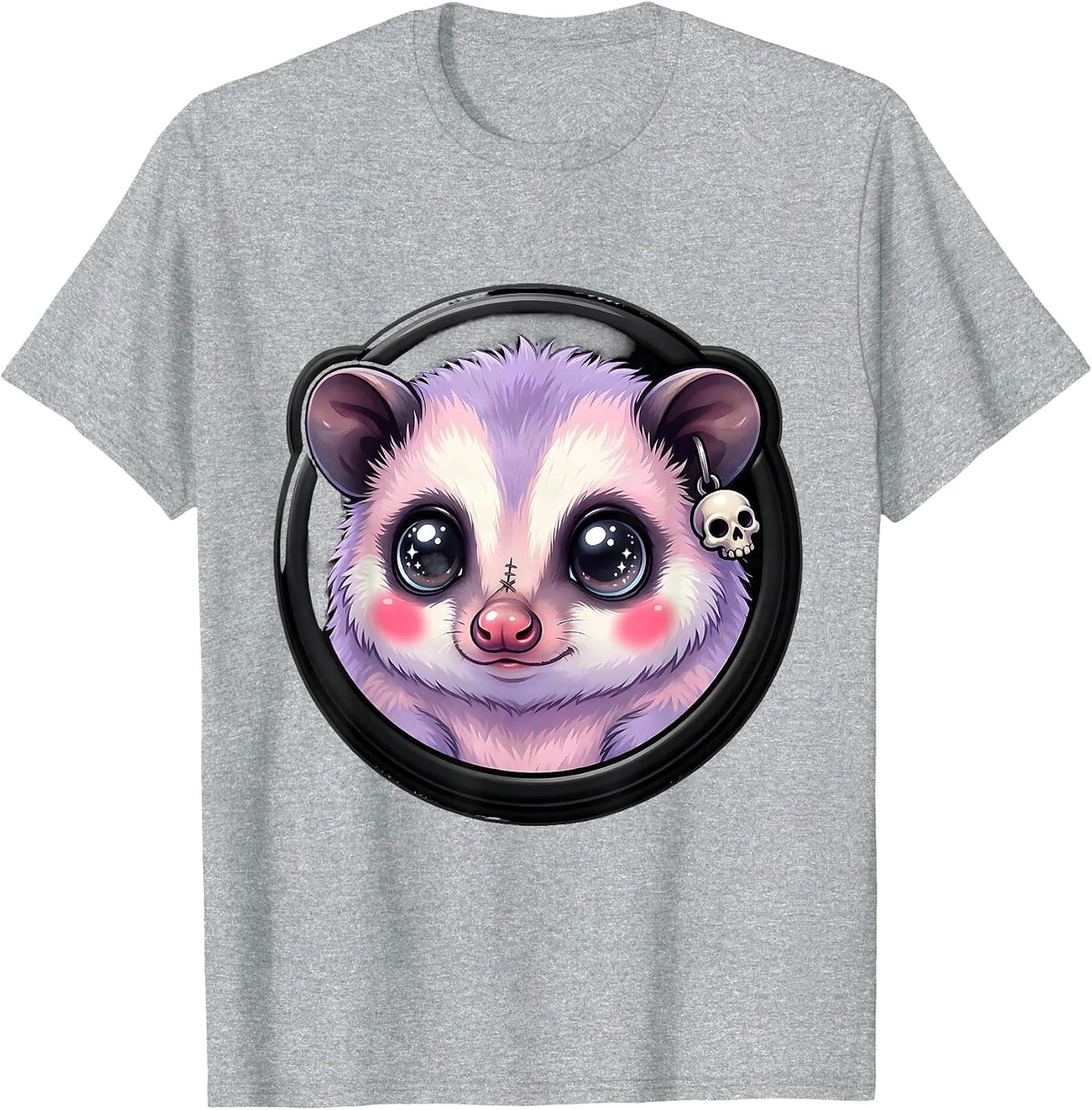 Men's Close-Up Opossum Face Graphic Tee T-Shirt - Heather Grey
