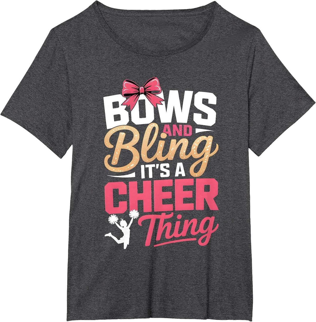 Bows & Bling It's A Cheer Thing Cheerleading Cheerleader T-Shirt - Dark Heather Grey