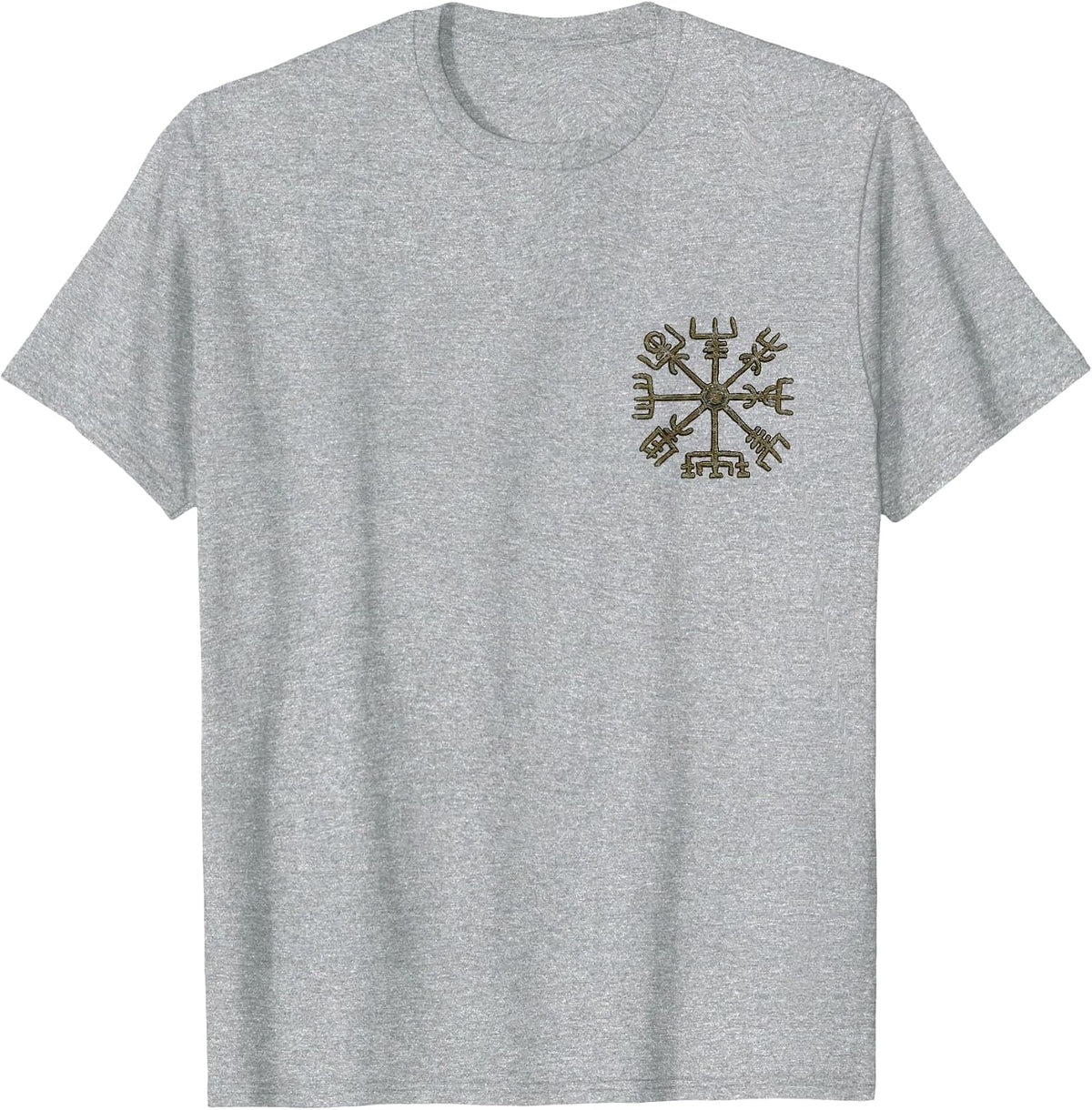 Vegvisir, Viking, Rune Circle, Nordic, Symbol, Odin, Thor T-Shirt - Heather Grey