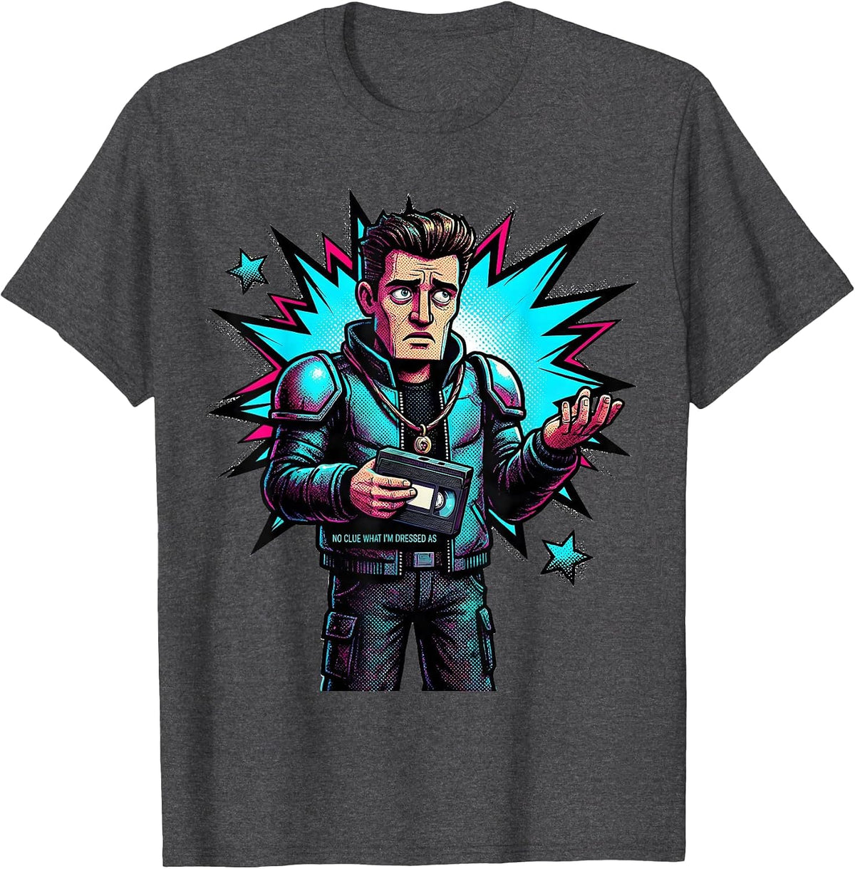 No Clue What I'm Dressed As Funny 80s Party Throwback T-Shirt - Dark Heather Grey