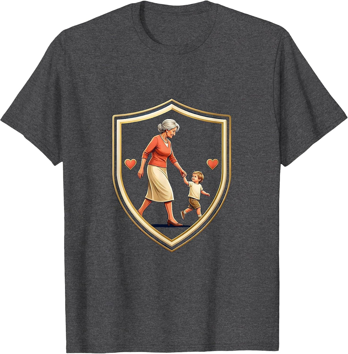 Men's Gigi Grandma Shield Emblem Grandma Pride Badge T-Shirt - Dark Heather Grey
