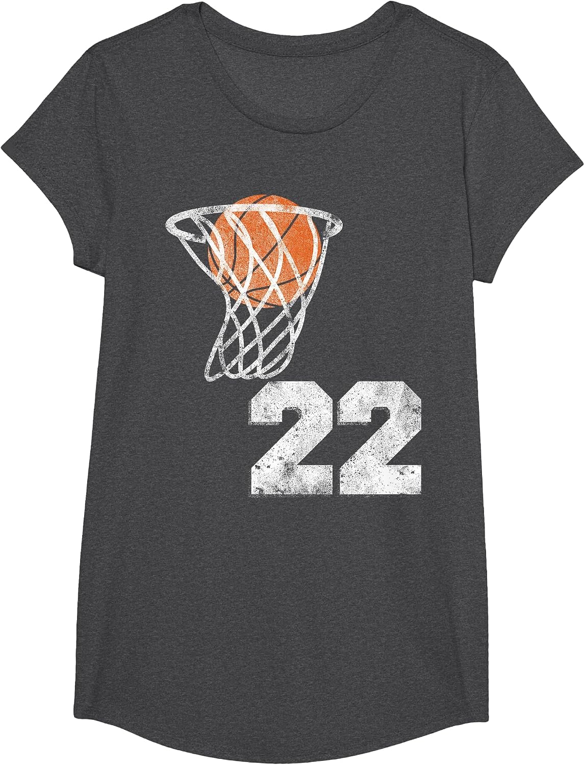 Vintage Basketball Jersey Number 22 Player Number T-Shirt - Girls Dark Heather Grey