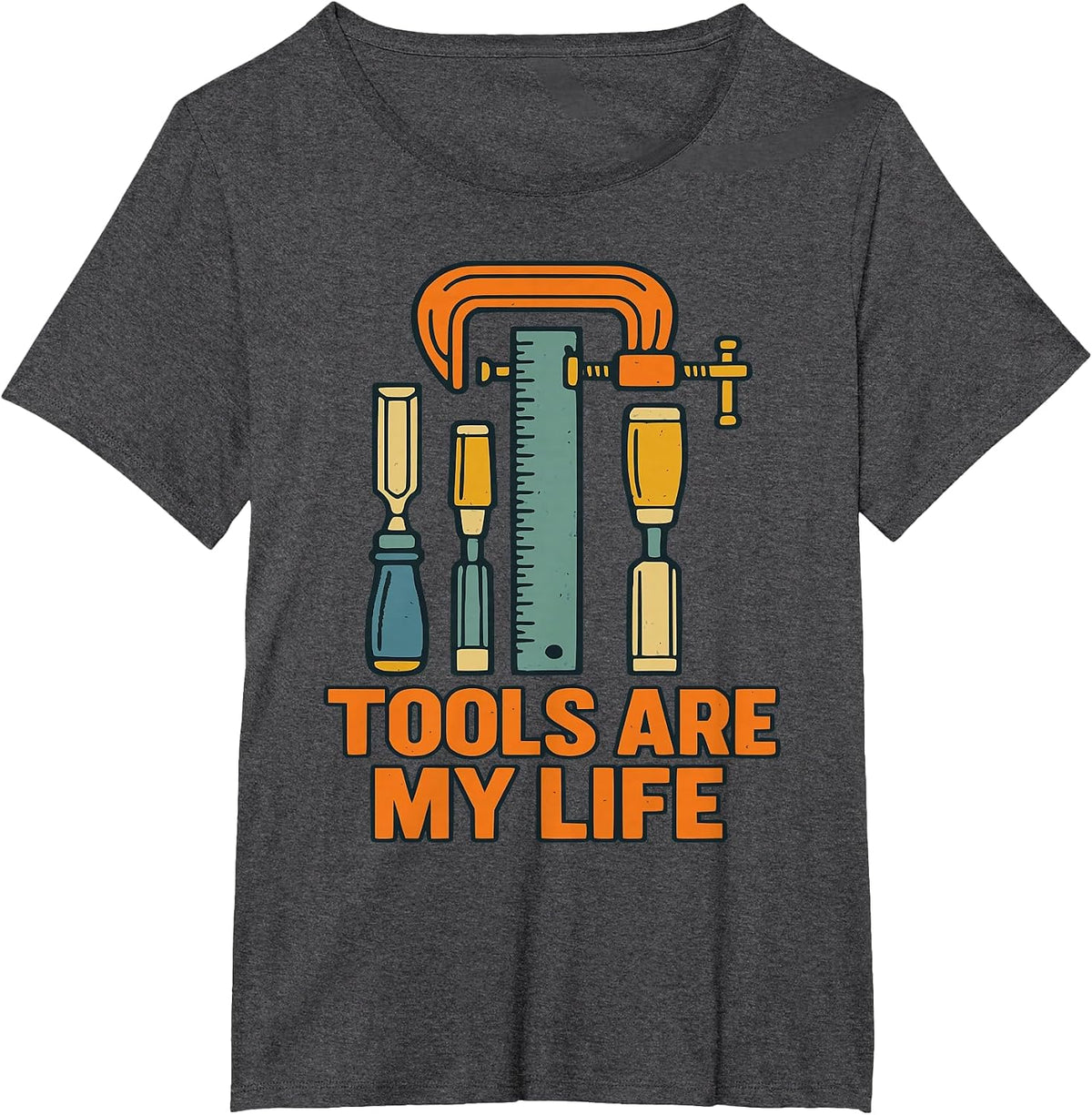 Tools are My Life Woodworker Carpenter DIY Builder Pride T-Shirt - Dark Heather Grey