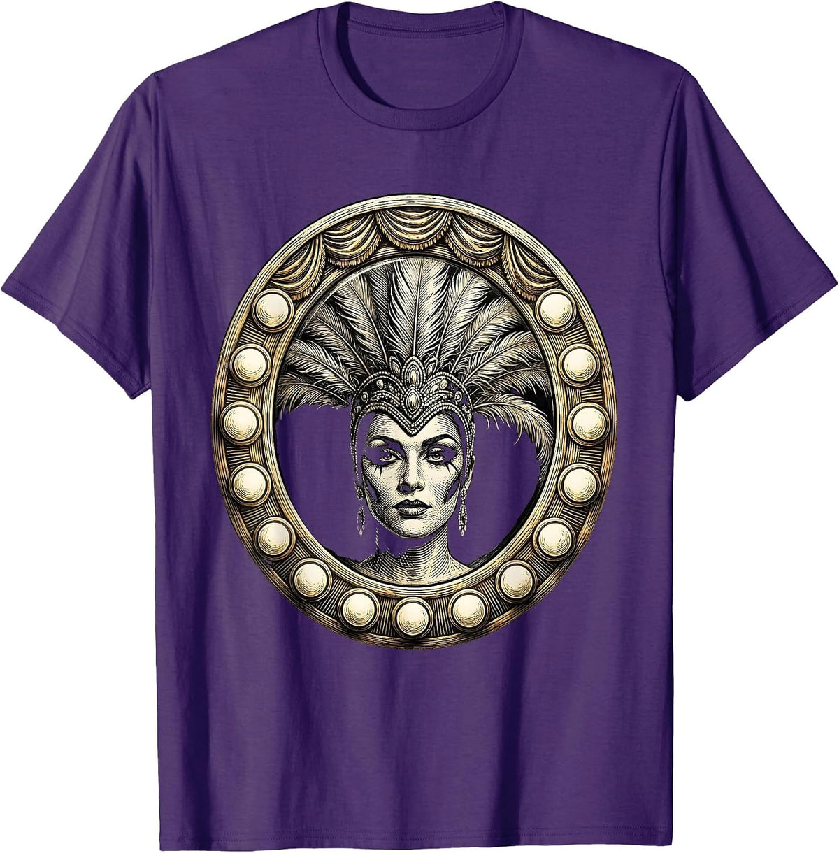 Men's Showgirl Dressing Room Bulb Mirror Portrait T-Shirt - Purple