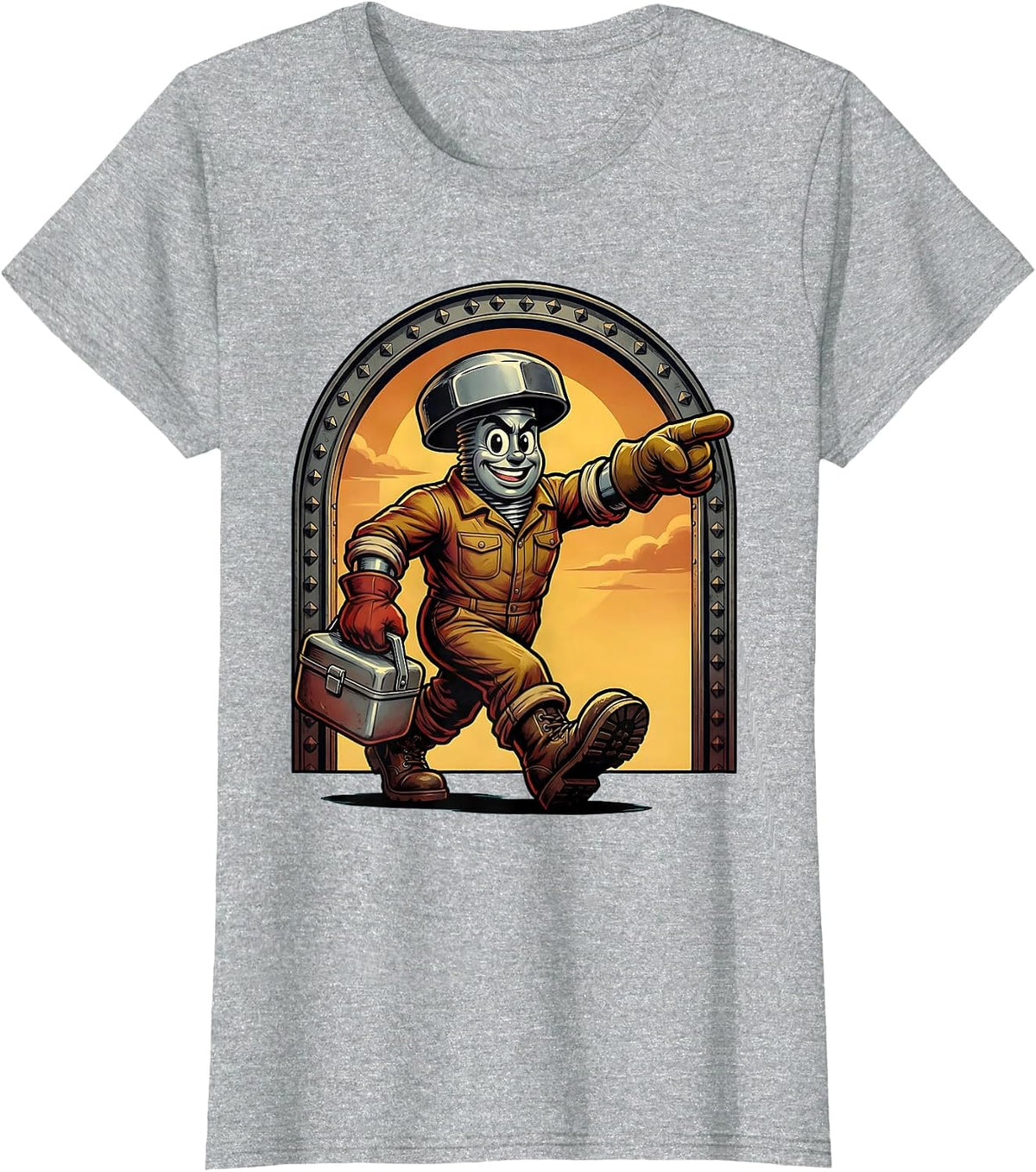 Woman Crossing Steel Bridge at Dusk Labor Day T-Shirt - Heather Grey
