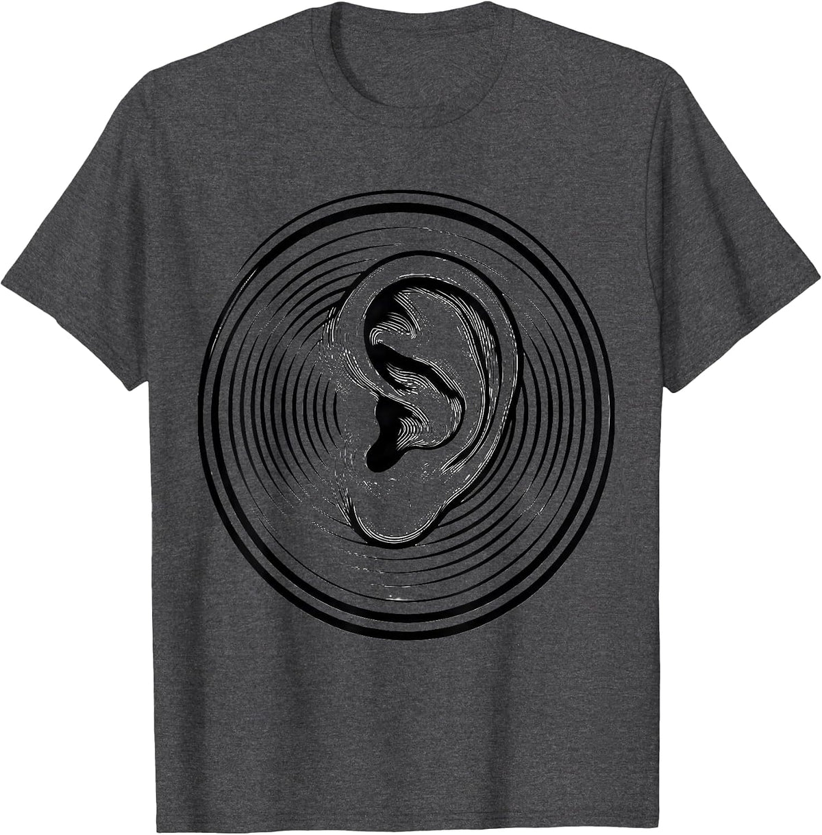 Men's Speech Therapy Ear Sound Waves Illustration T-Shirt - Dark Heather Grey