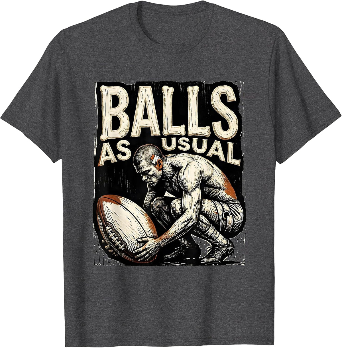 Balls As Usual Funny Rugby Player Coach Fan Gift T-Shirt - Dark Heather Grey