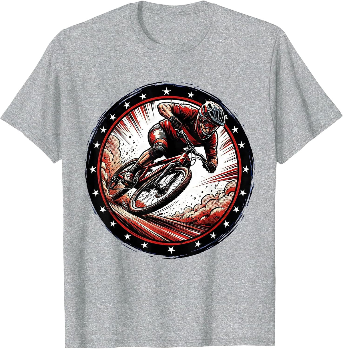 Men's Downhill Cyclist Racing Full Lean Graphic T-Shirt - Heather Grey