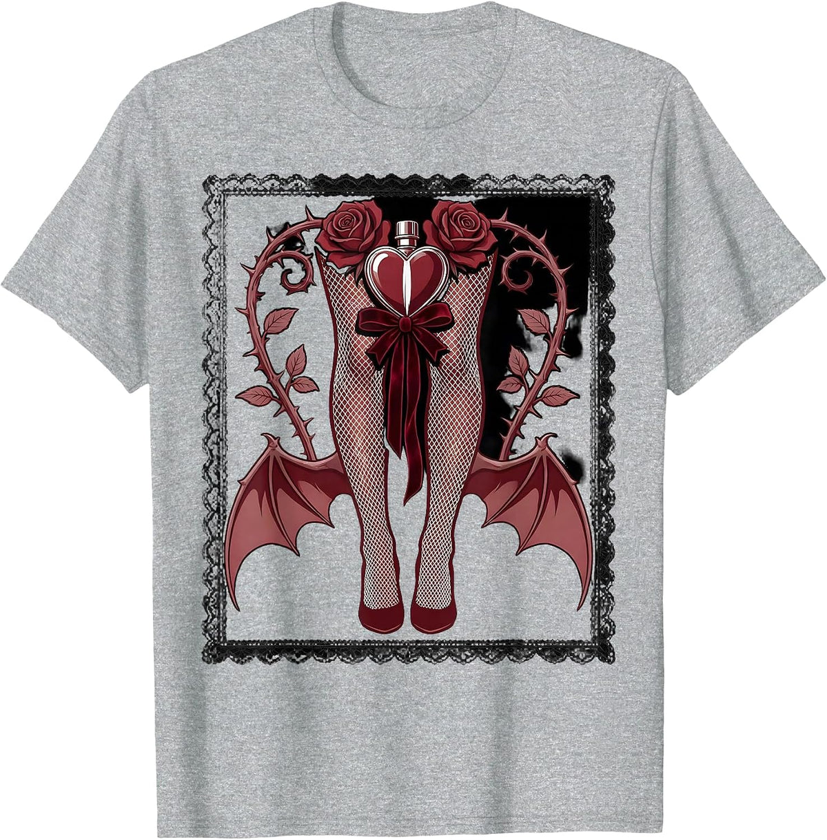 Men's Showgirl Chorus Line Fishnet Stockings Graphic T-Shirt - Heather Grey