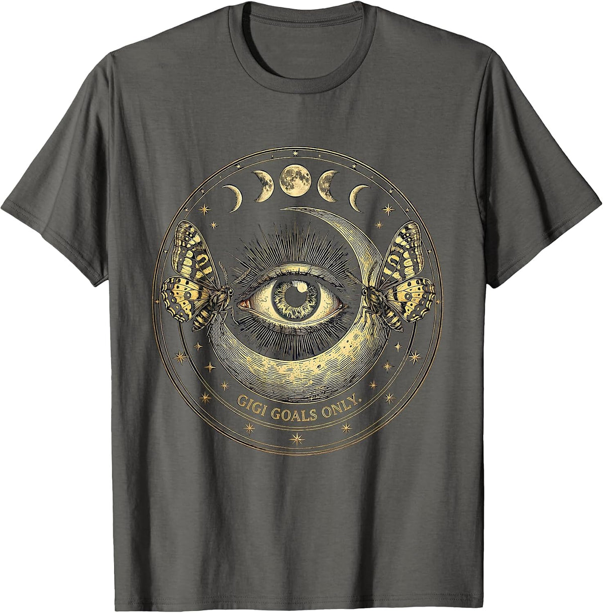Gigi Goals Only Proud Grandma Design T-Shirt - Asphalt Grey