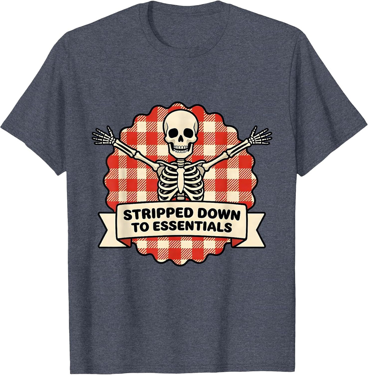 Skeleton Stripped Down to Essentials Graphic T-Shirt - Heather Blue